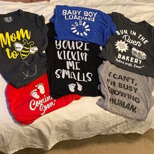 6 Maternity Graphic T-Shirt Bundle - Various Colors